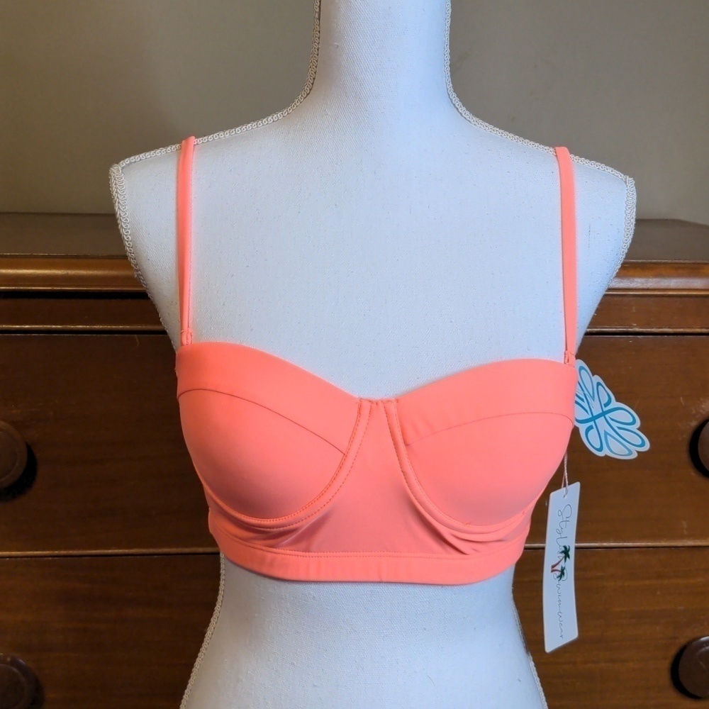 BEACH DAYS ALWAYS BIKINI TOP CORAL SIZE SMALL
